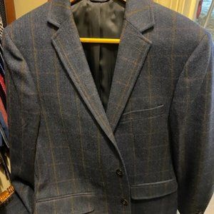 Lands' End Blue Checked Sport Coat, 38R, Traditional Fit